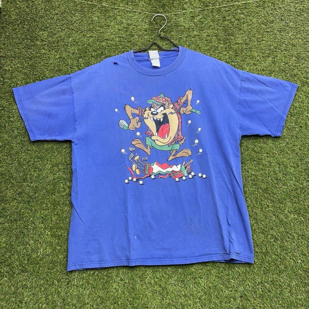 Vintage Tasmanian Devil Golf Shirt Mens Large Made in USA Taz Funny Looney Tunes